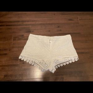 White lace shorts